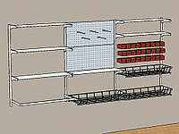 Настенный стеллаж в мастерскую Н1450х950 мм ТИП 12(МЯ), настенный металлический стеллаж
