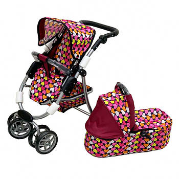 Коляска для ляльок 9662M прогулянкова/кластична (Серця)
