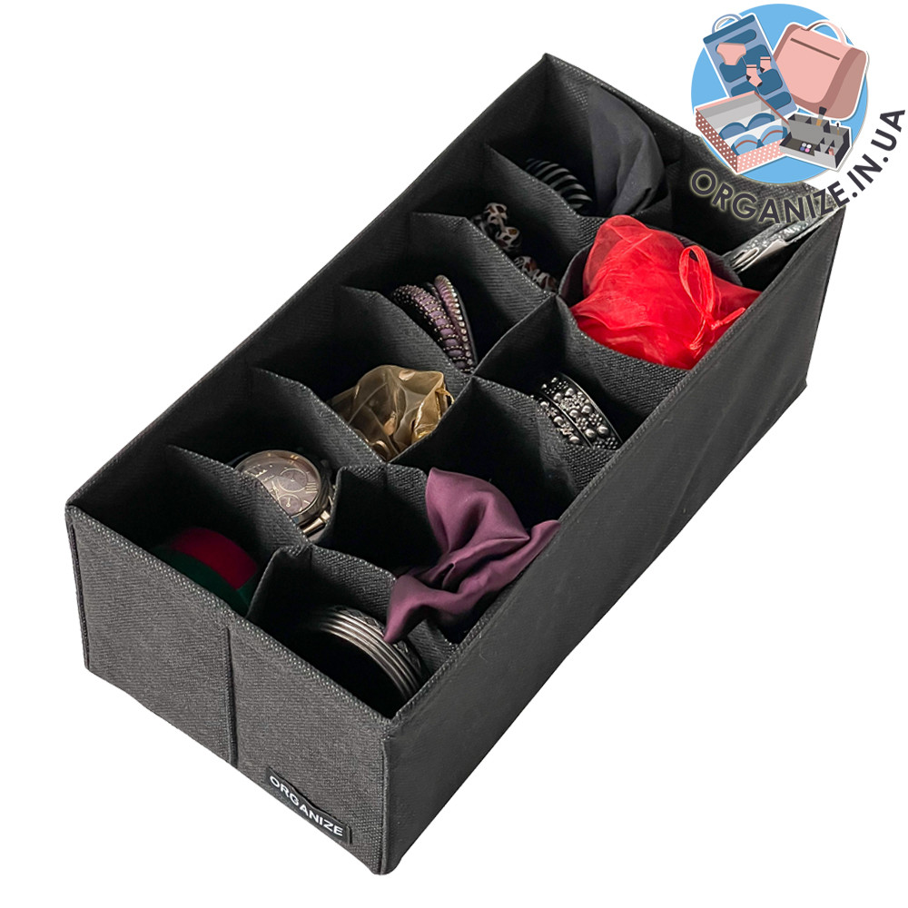 Коробочка з квадратними комірками 30*15*10 см ORGANIZE (чорний)