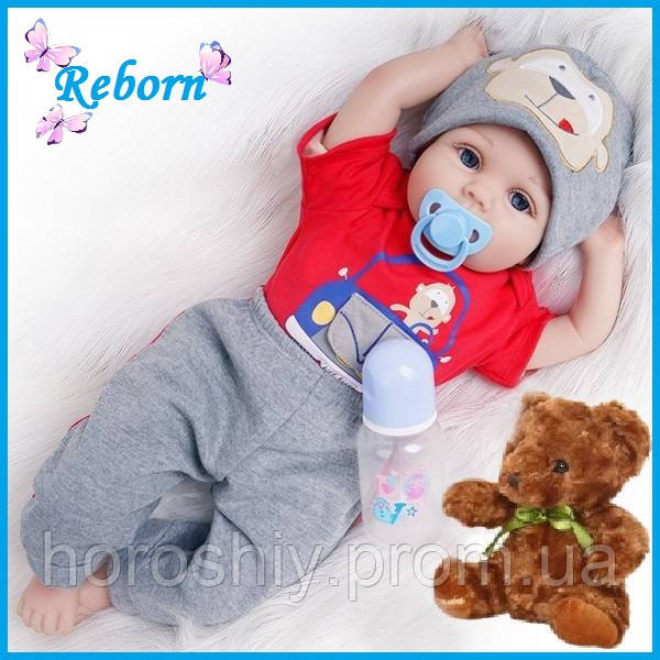 Силиконовая кукла пупс Reborn Doll Мальчик Даня 55 см Коллекционная виниловая кукла новорожденный младенец