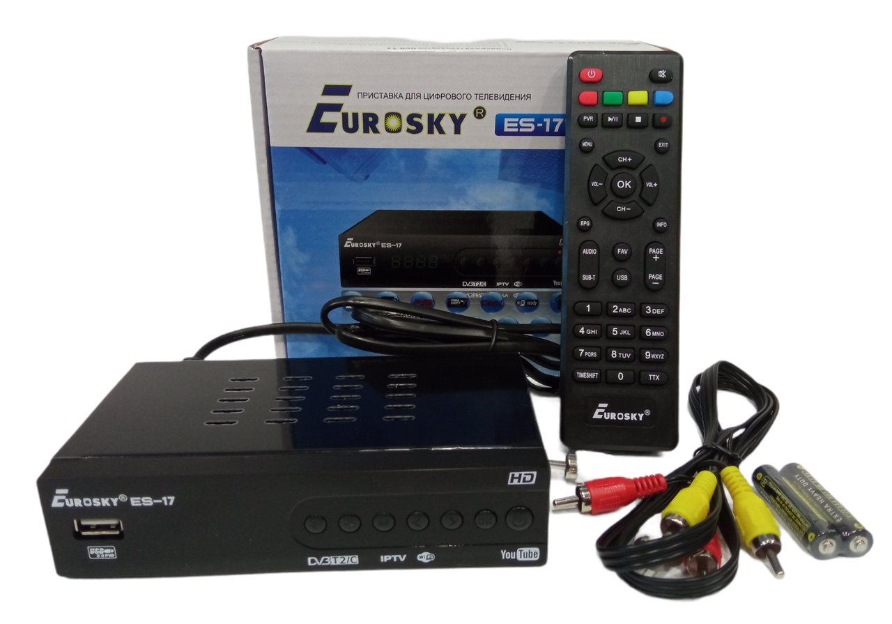 Эфирный цифровой тюнер Eurosky ES-17 IPTV металл DVB-T2 - есть оптовая продажа - фото 1 - id-p1425866095