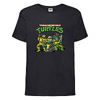 Футболка детская Черепашки ниндзя (Mutant Ninja Turtles04) черная, размер 98-104-116-128-140-152-164 см