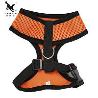 Шлейка БРЕНД Tail up / TAILUP для кошек и собак ортопедическая, летний вариант, с кольцом для ремня оранжевый с черной каймой XS