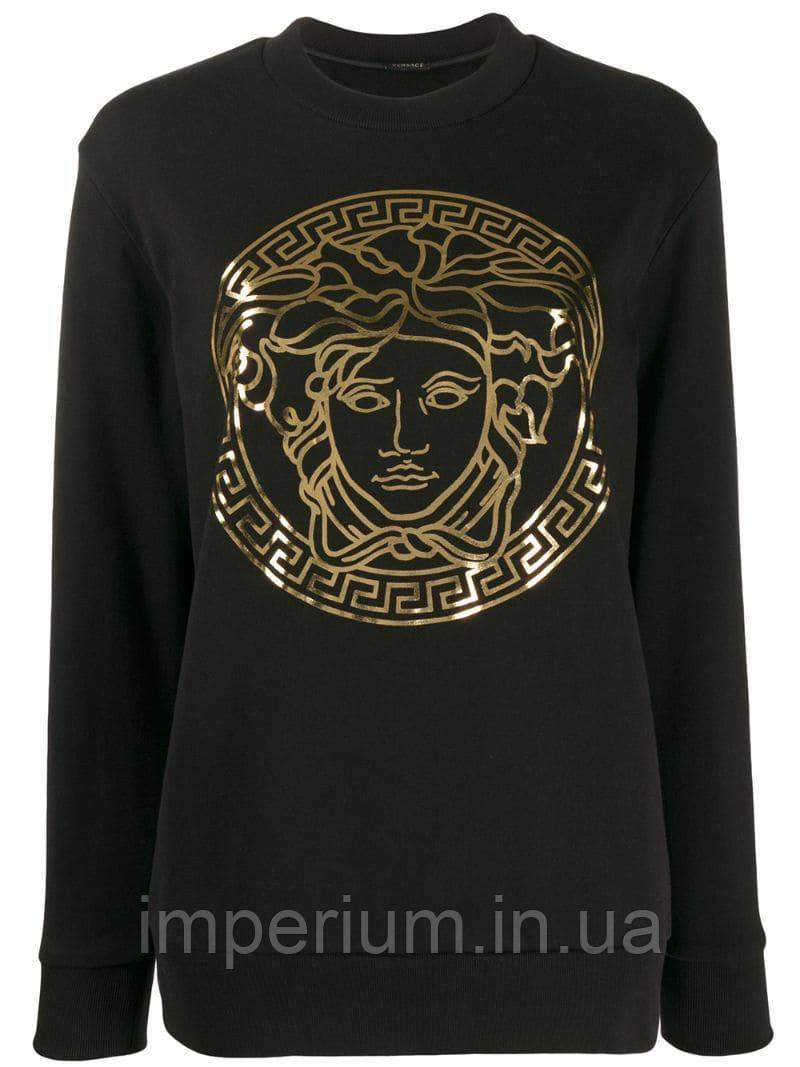 Кежуал світшот | чорна кофта з золотим логотипом Versace, фото 1