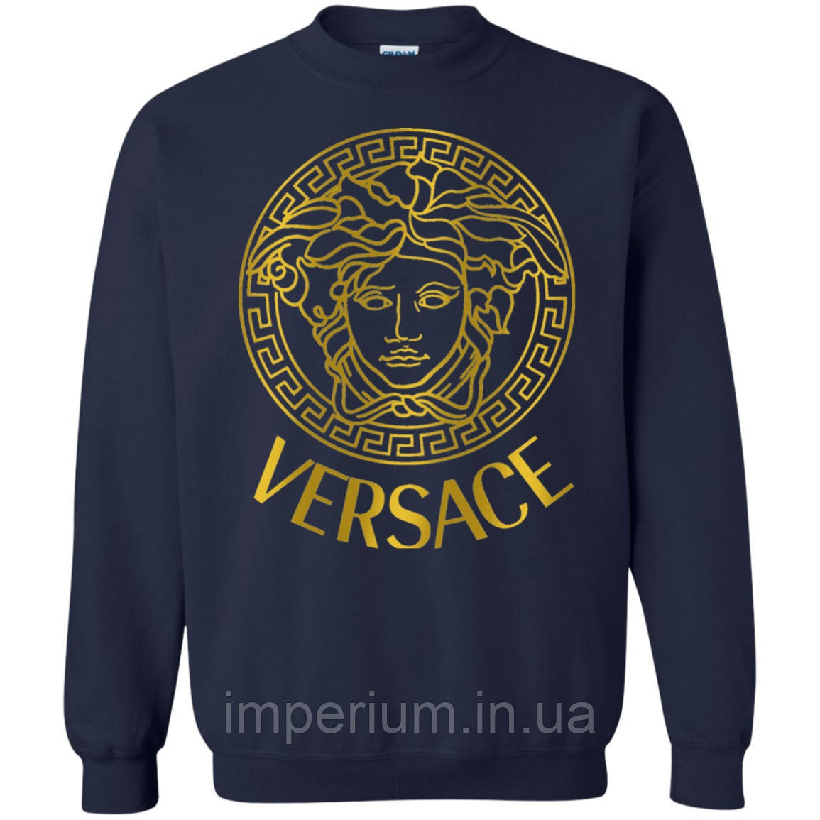 Темно синій світшот Versace | кежуал кофта з золотим логотипом версаче
