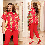 Літній яскравий жіночий костюм-двійка великих розмірів: блузка з кишенями + штани (р.48-50). Арт-2085/42, фото 2