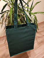 Эко сумка зеленая саржа 36х10х40 см (печать на еко сумках, печать на ЭКО сумках, Эко сумки оптом !)