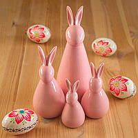 Набор зайцев пасхальный модерн розовый 9,5*21см.