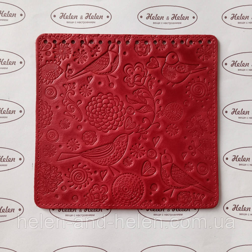 Клапан сумки 19*20. "Пташки". Колір "Червоний"., фото 1