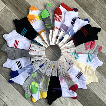 Шкарпетки жіночі короткі бавовна з сіткою Елегант Fitness, 23-25 розмір, асорті, 01702