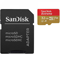 Карта пам`яті SanDisk Extreme Action microSDHC 32Gb A1 V30 (R100Mb/s W60Mb/s) (Class 10) (UHS-1 U3) + Adapter SD