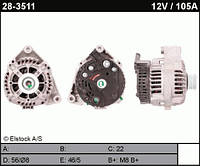 Генератор б/у на BMW 325TD, Opel Omega, Land Rover CA1150, 14V-105A