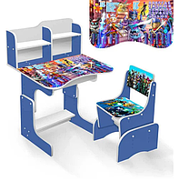Детская парта школьная со стулом Роблокс" ЛДСП ПШ 041 синяя