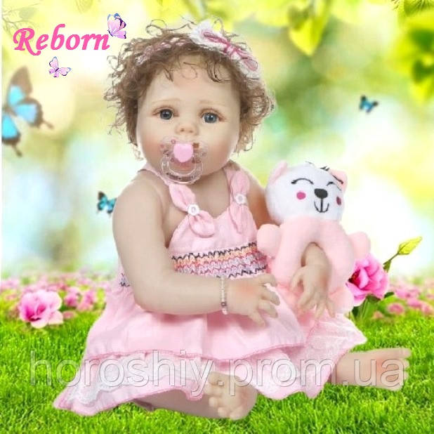 Силіконова лялька пупс для дівчаток Reborn Doll Дівчинка Настенька 57 см Колекційна вінілова Kukla реборн як