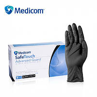 Рукавички нітрилові неопудрені Medicom Black розмір S 100 шт (50 пар) чорні