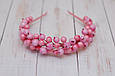 Обруч для волосся / ободок на голову / прикраса для волосся ніжно-рожевий з ягодами калини, фото 3
