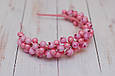 Обруч для волосся / ободок на голову / прикраса для волосся ніжно-рожевий з ягодами калини, фото 2