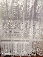 Тюль кристал білого кольору з коронами й ажурним макрамі
