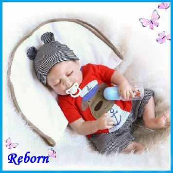 Силіконова лялька пупс Reborn Doll Хлопчик Кирюша 55 см Колекційна вінілова лялька новонароджене немовля