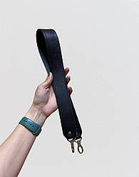 Ремінець сумковий широкий натуральна шкіра, з карабінами, 75х4см, на шкірпідкладі