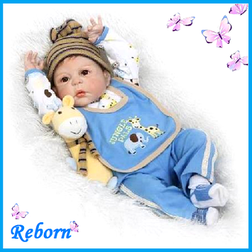 Силіконова лялька пупс Reborn Doll Хлопчик Льова 57 см Колекційна вінілова лялька новонароджене немовля реборн