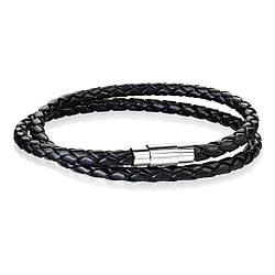 Браслет подвійний зі шкіри і сталі від Spikes, р. 20 і 21.5 см