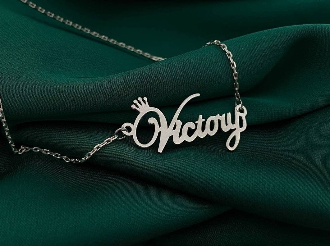 Срібна іменна ланцюжок Вікторія "Victoria" 925пробы