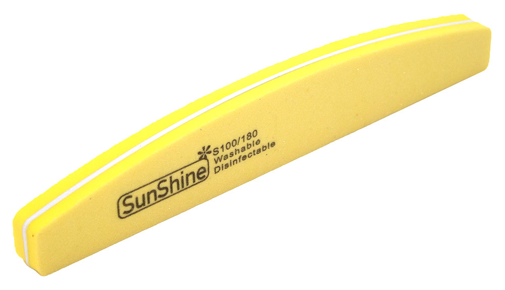 Баф для нігтів напівкруглий 100/180 жовтий, фото 1