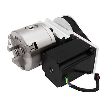 Поворотна (четверта) вісь для верстата ЧПК (ЧПУ) RA60-3M-4-K11-80 4:1 з трикулачковим патроном на ремінному редукторі, фото 1