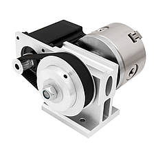 Поворотна (четверта) вісь для верстата ЧПК (ЧПУ) RA60-3M-4-K11-80 4:1 з трикулачковим патроном на ремінному редукторі, фото 3