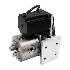 Поворотна (четверта) вісь для верстата ЧПК (ЧПУ) RA60-3M-4-K11-80 4:1 з трикулачковим патроном на ремінному редукторі, фото 4