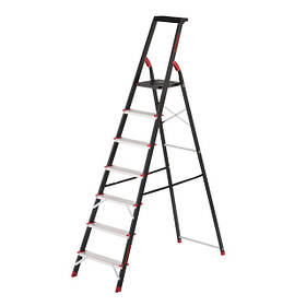Стрем'янка на 7 сходинок, драбина с лотком для інвентаря, драбина висотою 1,5 м INTERTOOL LT-0057