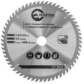 Диск пильний по дереву з твердосплавними напайками INTERTOOL CT-3052