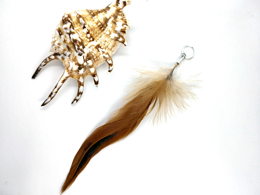 Пірсинг для волосся — пір'їнка довге, руде, 1 шт., фото 1