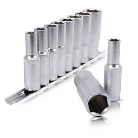 Набір подовжених головок на планці: 10-22 мм, 1/2", 8 од. INTERTOOL ET-6009, Подовжені головки на планці