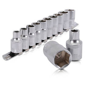 Набор головок: 8-19 мм, 1/2", 10 ед. INTERTOOL ET-6012, Головки для автосервиса, Набор головок с трещоткой