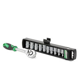 Набір головок на планці 1/2  рукоятка з храповим механізмом 1/2" 45 Набір біт і головок