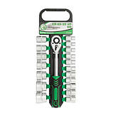 Набір головок 19 од. 1/2 "з рукояткою з храповим механізмом 72 зуба, Хром-Ванадіум INTERTOOL ET-6019, фото 2