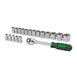 Набір головок 19 од. 1/2 "з рукояткою з храповим механізмом 72 зуба, Хром-Ванадіум INTERTOOL ET-6019, фото 3