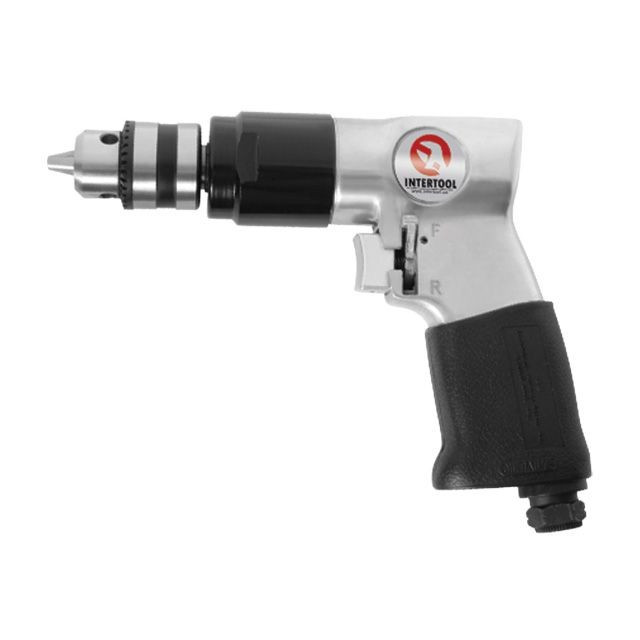 Пневматична дрель з реверсом, патрон 1,5-10 мм, 3/8" INTERTOOL PT-0902, Дрель для ремонту та будівництва, фото 1