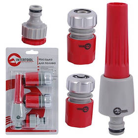 Насадка для поливання з плавним регулюванням потоку води + адаптер з різьбою 3/4", 1" і 2 хромованих конектора