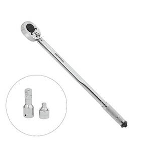 Динамометричний ключ INTERTOOL,3/4" з перехідником 3/4" на 1/2", 100 мм,Ключ динамометричний 3/4", 70-420 Нм, перехідни