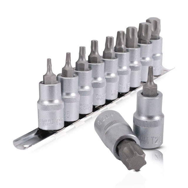 Набір TORX на планці, 1/2", Т20-T70, 9 од. INTERTOOL HT-1849, Набір торцевих ключів, Набір для автосервісу