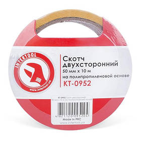Скотч двосторонній 50мм * 10м на поліпропіленовій основі INTERTOOL KT-0952