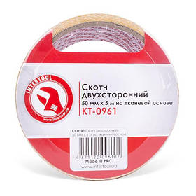 Скотч двосторонній 50 мм*5 м на тканинній основі INTERTOOL KT-0961 mg