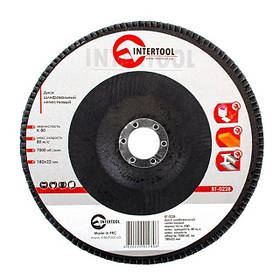 Диск шліфувальний пелюстковий 180*22 мм, зерно K80 INTERTOOL BT-0228