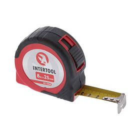 Рулетка з фіксатором 8 м * 25 мм INTERTOOL MT-0408