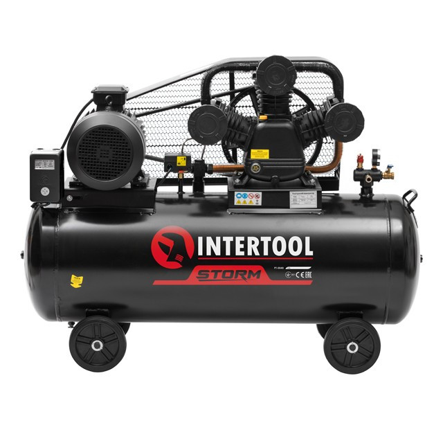 Компрессор 200 л, 7,5 кВт, 380 В, 10 атм, 1050 л/мин. 3 цилиндра INTERTOOL PT-0040 - фото 2 - id-p1426222096