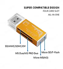 Кардрідер USB2.0 (card reader/writer) 4 в 1 Banoiroox, фото 4