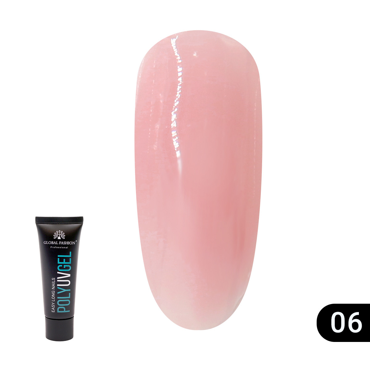 Полигель для нарощування нігтів рожевий 30 ml №06 Global Fashion